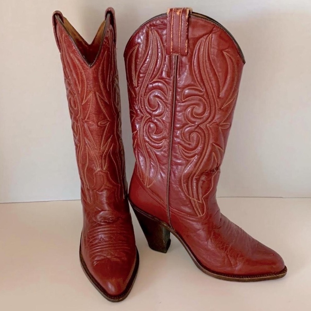 Red Western Leather Boots
